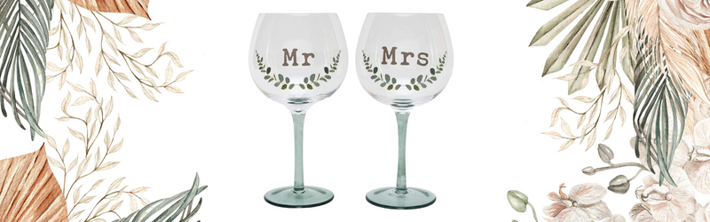 Mr and Mrs Wedding Gin Glasses
